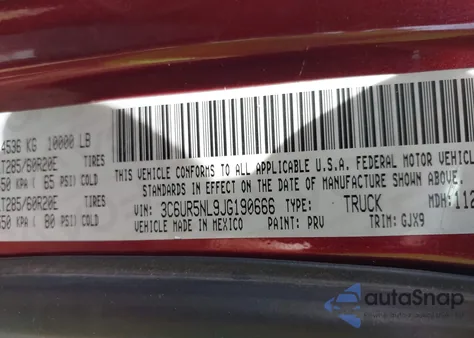 2018 Ram 2500 Laramie 4X4 6'4 Box из США, поврежденный, VIN 3C6UR5NL9JG190666